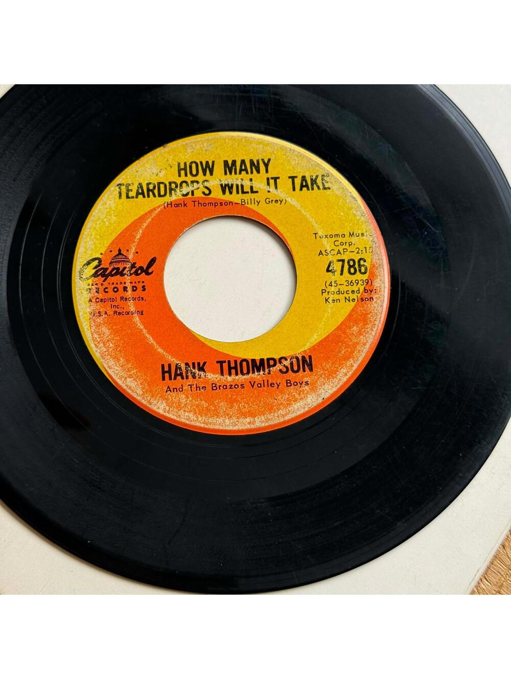 Hank Thompson - How Many Teardrops will it Take 45rpm VG+ R31